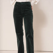 Barbara Alpine green Velvet Wide-Leg Pants