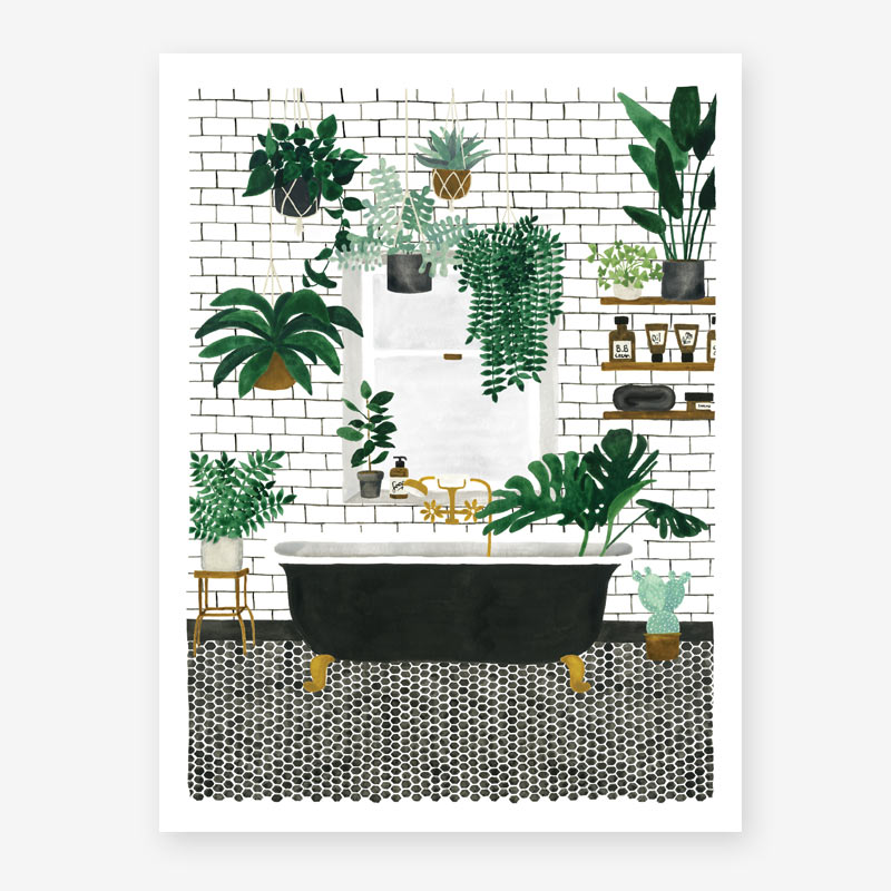 Badkamerprint met planten | S - 18x24cm