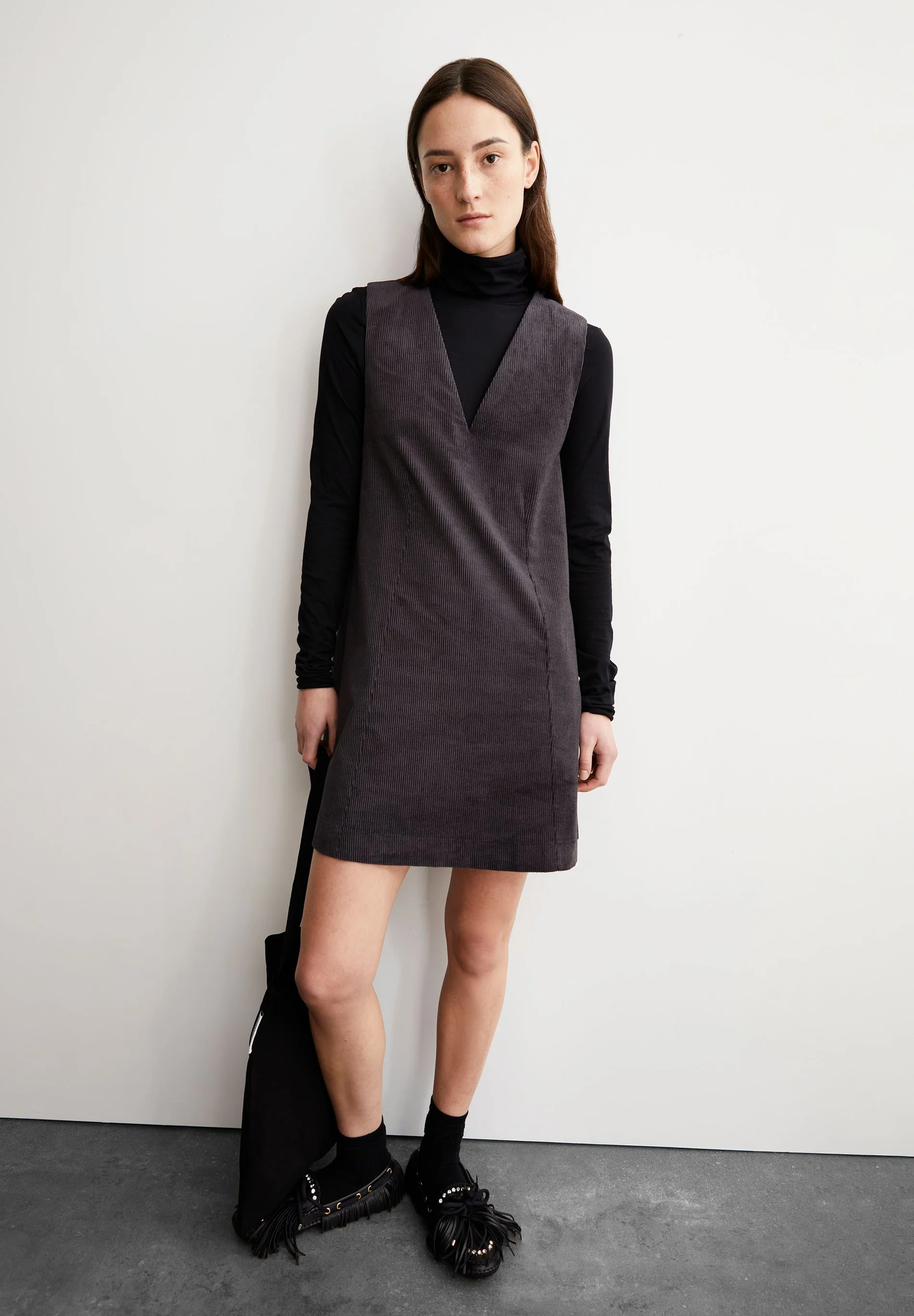 Pinaafo Dark Steel Corduroy Dress