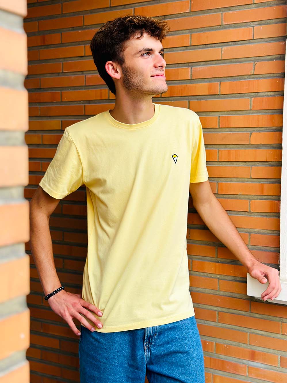 T-shirt Frites Jaune Délavé